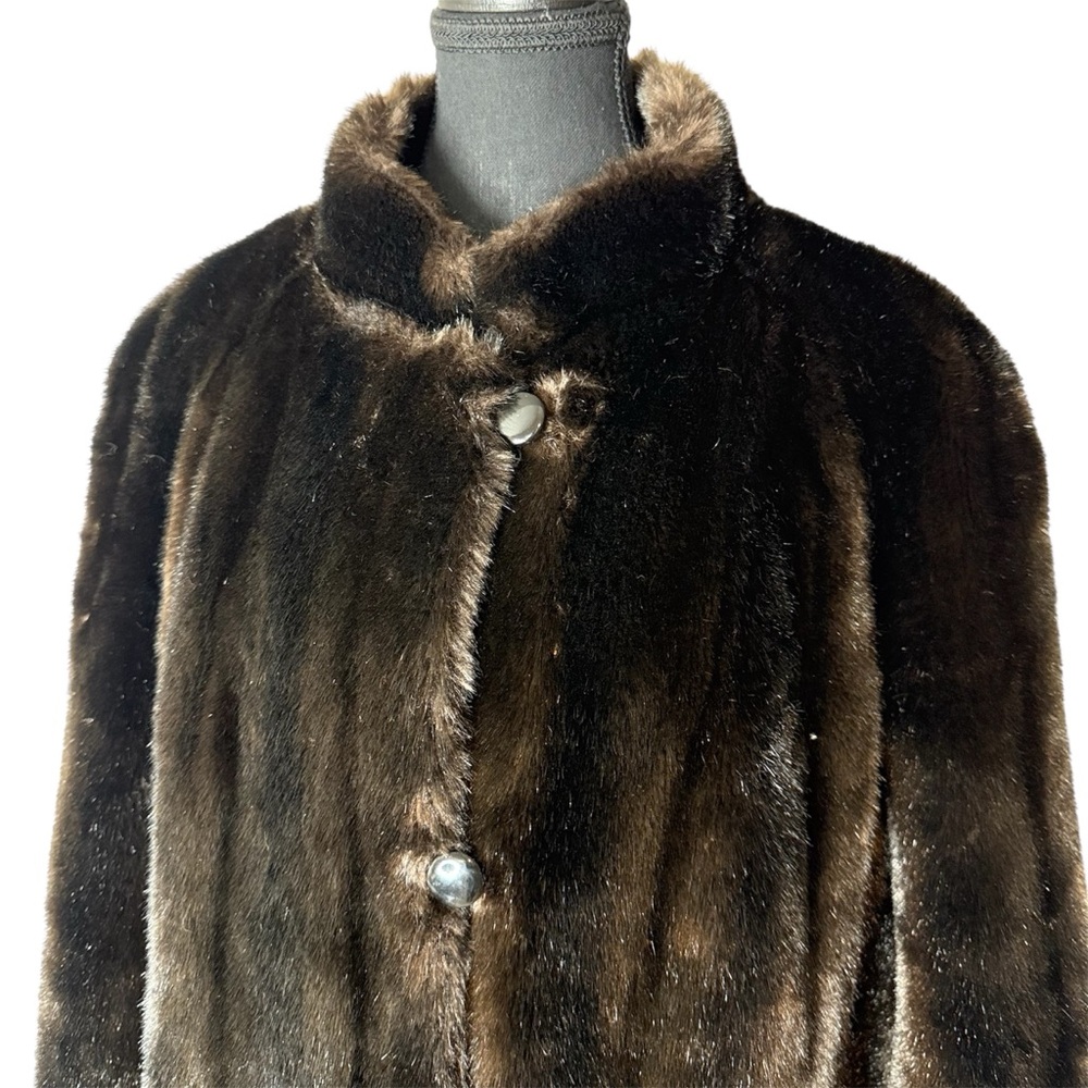 STERLING STALL Vintage Union Made Faux Fur Coat 1986 Button Front Pockets Sz 12 - Picture 2 of 16